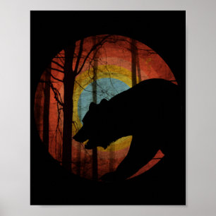 BEAR IN THE WOODS FOREST VINTAGE POSTER