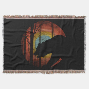 BEAR IN THE WOODS FOREST VINTAGE THROW BLANKET