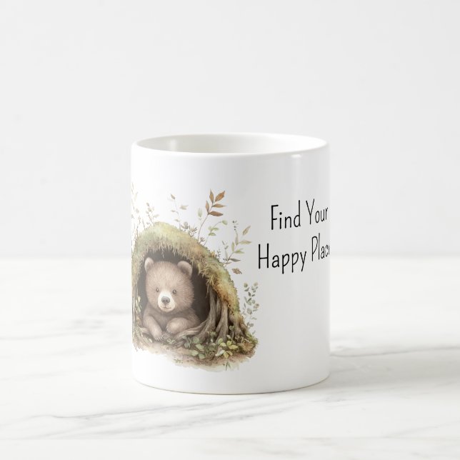 Bear in Woods Find Your Happy Place Coffee Mug (Center)