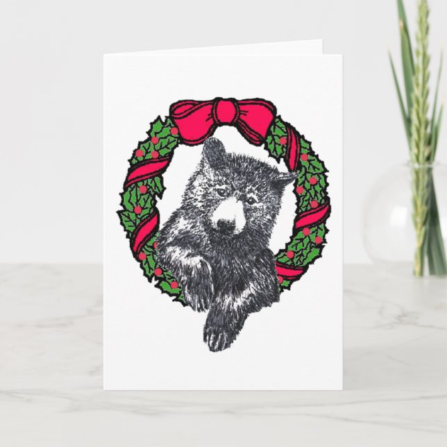 bear in wreath holiday card (Front)