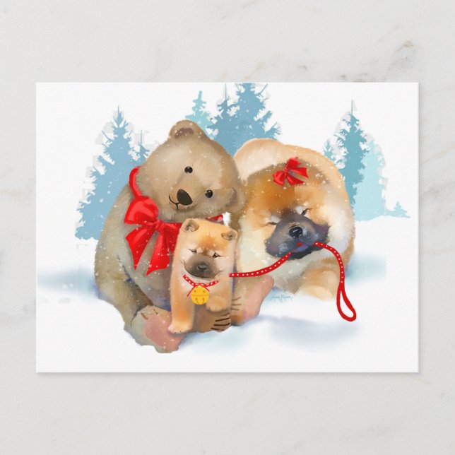 BEAR-ING GIFTS Chow & Teddybear postcard (Front)