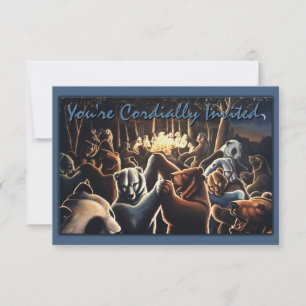 Bear Invitations Personalise Dancing Bear Art Card