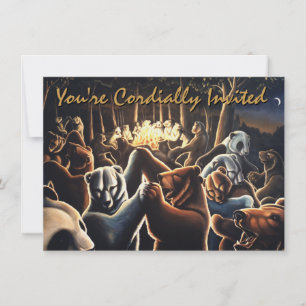 Bear Invitations Personalise Dancing Bear Art Card