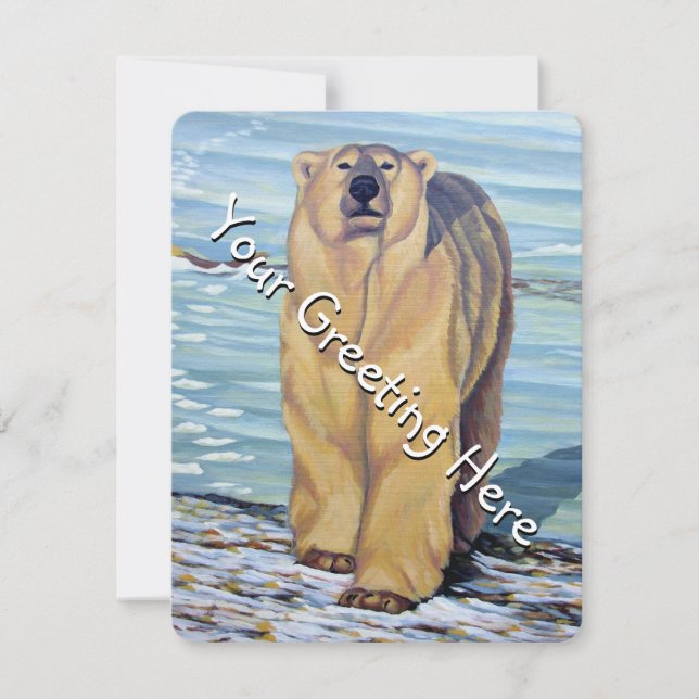 Bear Invitations Personalised Polar Bear Art Cards (Front)