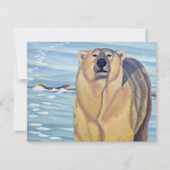 Bear Invitations Personalised Polar Bear Art Cards (Front)