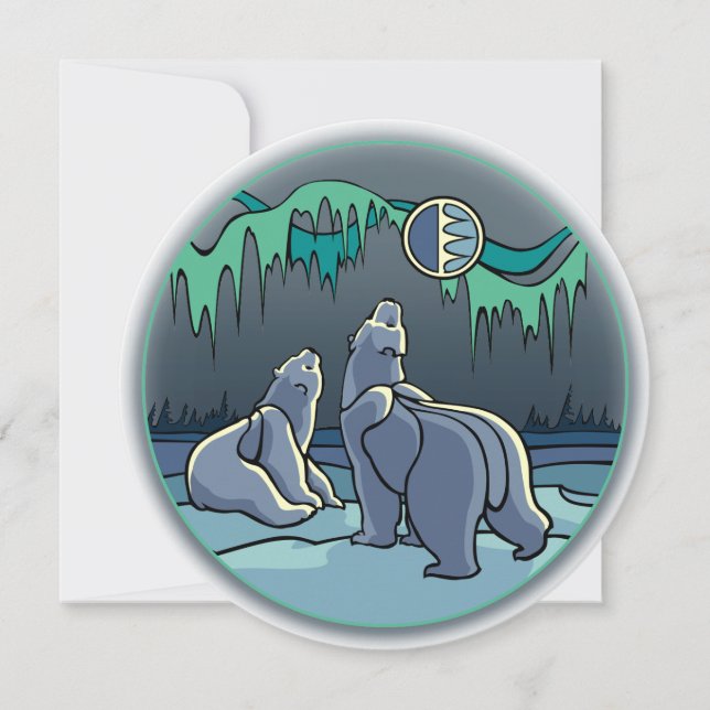 Bear Invitations Personalised Polar Bear Art Cards (Front)