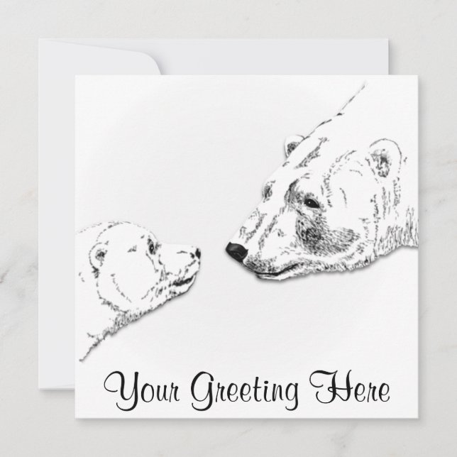 Bear Invitations Personalised Polar Bear Cubs Card (Front)