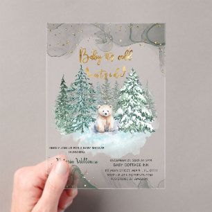 Bear It's Cold Outside Cute Baby Shower Acrylic Invitations
