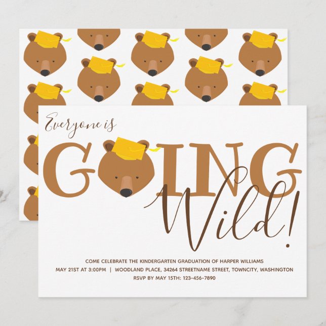 Bear Kindergarten Graduation Invitation (Front/Back)