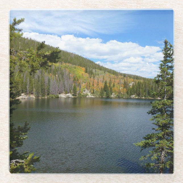 Bear Lake at Rocky Mountain National Park Glass Coaster (Front)