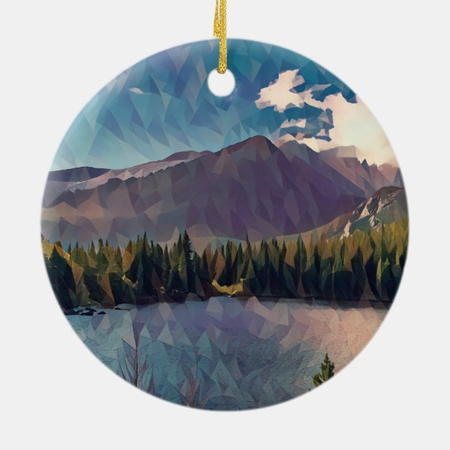 Bear Lake in Rocky Mountain National Park Ceramic  Ceramic Tree Decoration (Back)