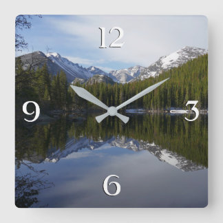Bear Lake Reflection II Square Wall Clock