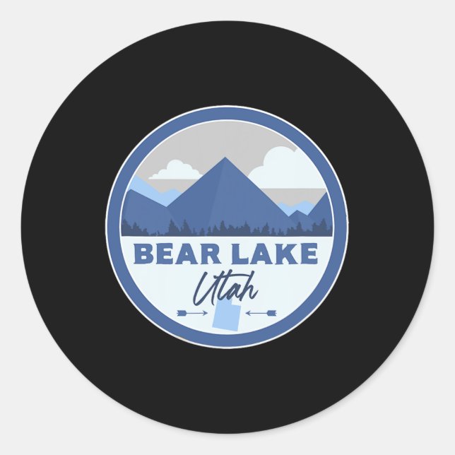 Bear Lake Utah Ut Mountains Badge Hiking Souvenir  Classic Round Sticker (Front)