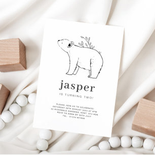 Bear Line Drawing Birthday Invitation