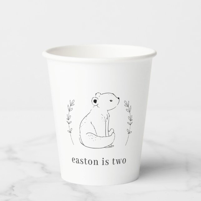 Bear Line Drawing Paper Cups (Front)