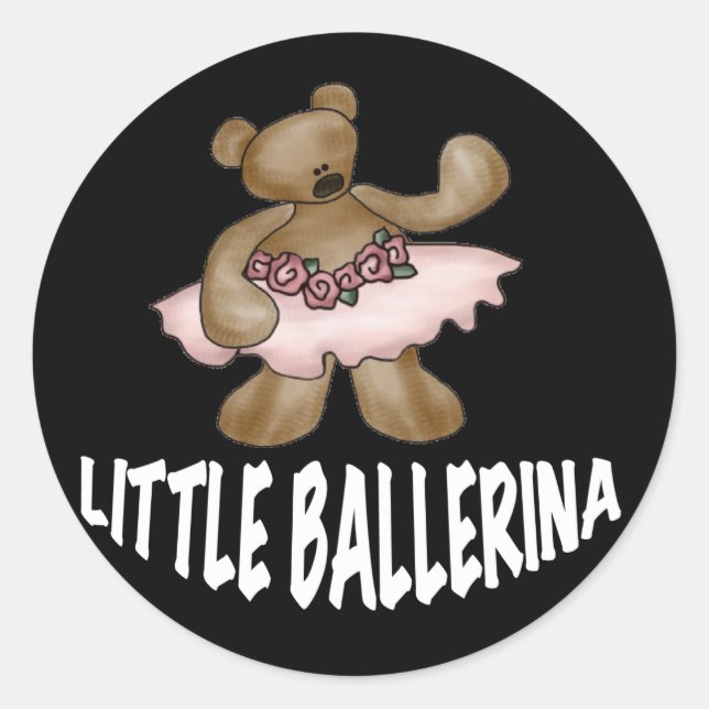 Bear Little Ballerina  Classic Round Sticker (Front)
