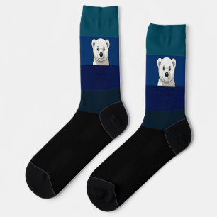 Bear looking over wall, Dark Ocean at Night Socks