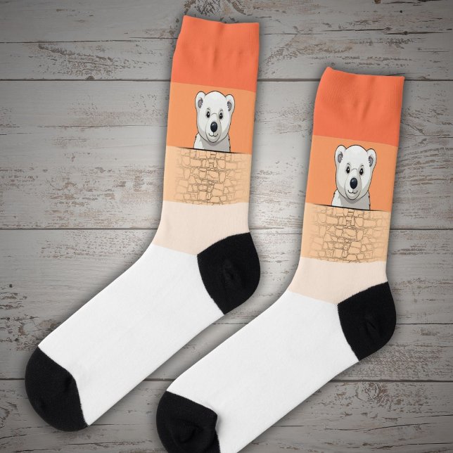 Bear looking over wall, Flames of a Candle Socks (Creator Uploaded)