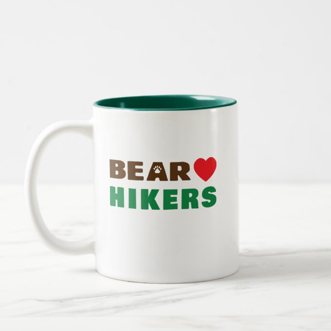Bear love hiker Two-Tone coffee mug (Left)