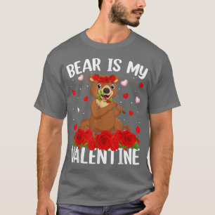 Bear Lover Red Rose Flower Heart Bear Valentine's T-Shirt