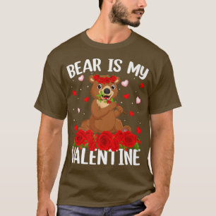 Bear Lover Red Rose Flower Heart Bear Valentine's T-Shirt