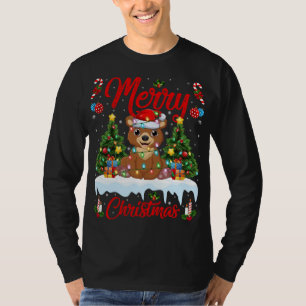 Bear Lover Xmas Lighting Santa Hat Bear Christmas T-Shirt