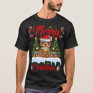 Bear Lover Xmas Lighting Santa Hat Bear Christmas T-Shirt