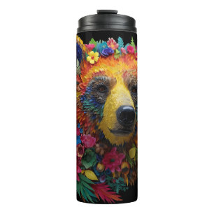Bear lovers grizzle brown bears hunter camper fun thermal tumbler