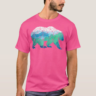 Bear Low Poly Mountains Grizzly Hiking Camping Cam T-Shirt