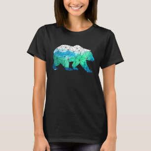Bear Low Poly Mountains Grizzly Hiking Camping Cam T-Shirt