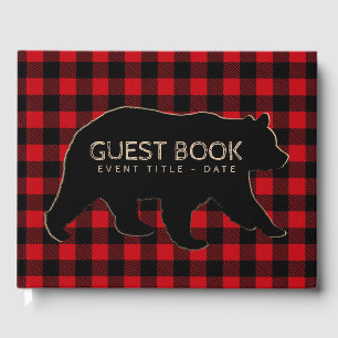 Bear Lumberjack Buffalo Plaid Guest Book