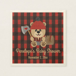 Bear Lumberjack Wilderness Themed Baby Shower Napkin