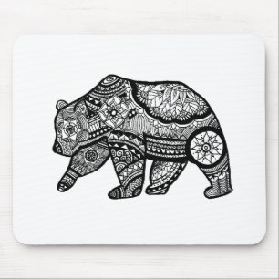 Bear Mandala Art Mouse Mat