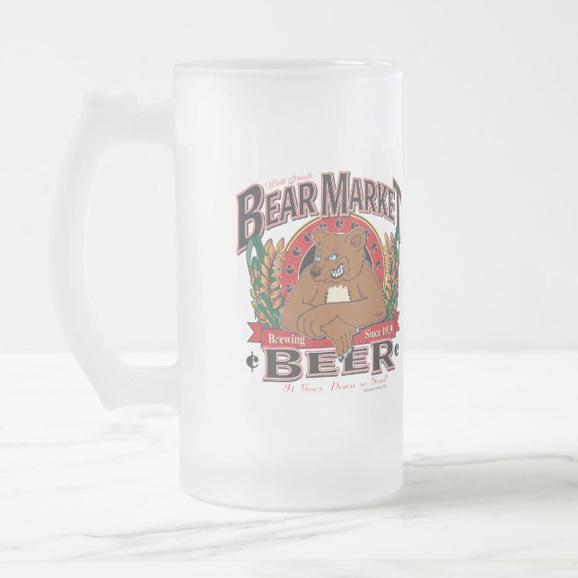 Bear Market Beer Frosted Glass Beer Mug (Left)
