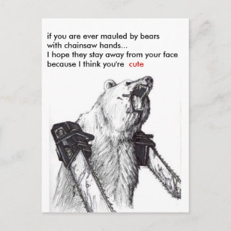 Bear Mauling Romance Postcard