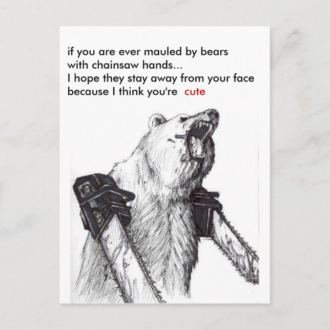 Bear Mauling Romance Postcard (Front)