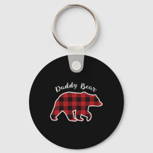 Bear Men Red Plaid Christmas Pajama Family Dad Gif Key Ring