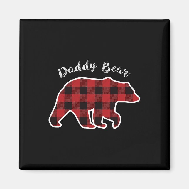 Bear Men Red Plaid Christmas Pajama Family Dad Gif Magnet (Front)