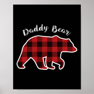 Bear Men Red Plaid Christmas Pajama Family Dad Gif Poster