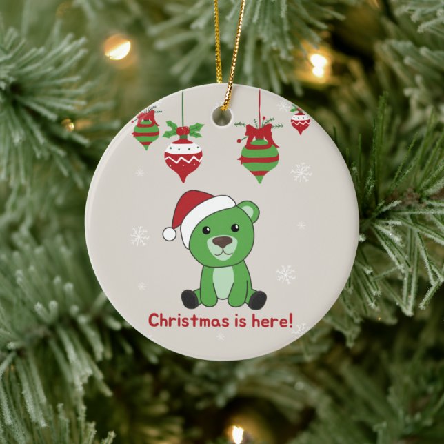 Bear Merry Christmas Winter Animals Bears Ceramic  Tree Decoration (Tree)