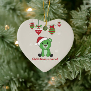 Bear Merry Christmas Winter Animals Bears Ceramic Tree Decoration