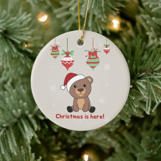 Bear Merry Christmas Winter Animals Bears Ceramic  Tree Decoration (Tree)