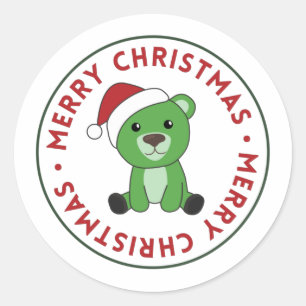 Bear Merry Christmas Winter Animals Bears Classic  Classic Round Sticker