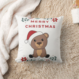 Bear Merry Christmas Winter Animals Bears Cushion