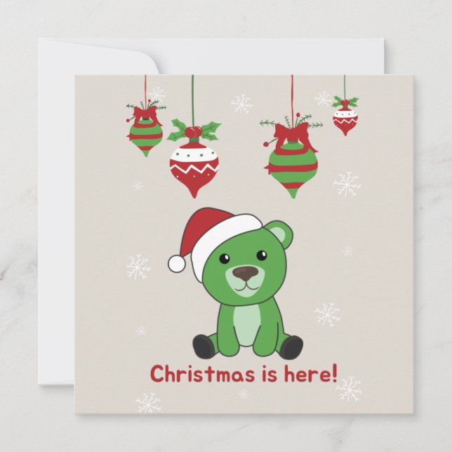 Bear Merry Christmas Winter Animals Bears Invitati Invitation (Front)