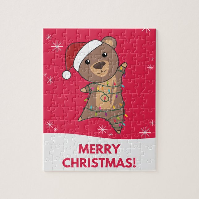Bear Merry Christmas Winter Animals Bears Jigsaw P Puzzle (Vertical)