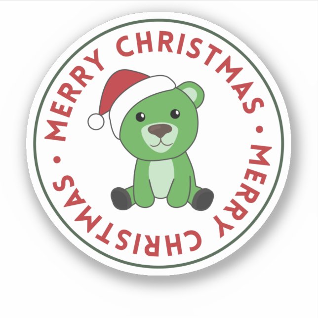 Bear Merry Christmas Winter Animals Bears Sticker (Front)