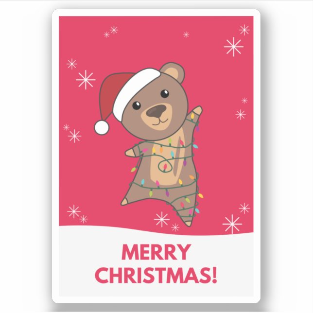 Bear Merry Christmas Winter Animals Bears Sticker (Front)