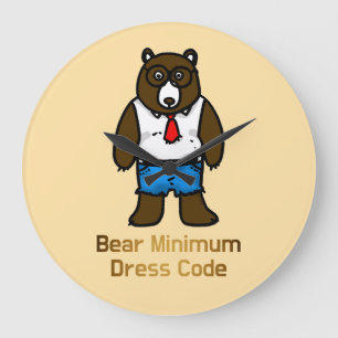 Bear Minimum Funny Office Pun Art Large Clock