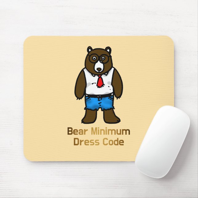 Bear Minimum Funny Office Pun Art Mouse Mat (With Mouse)